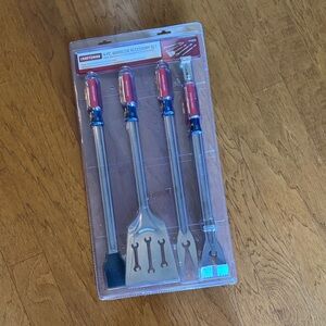 NEWCraftsman BBQ Tool Set with Red and Silver Handles